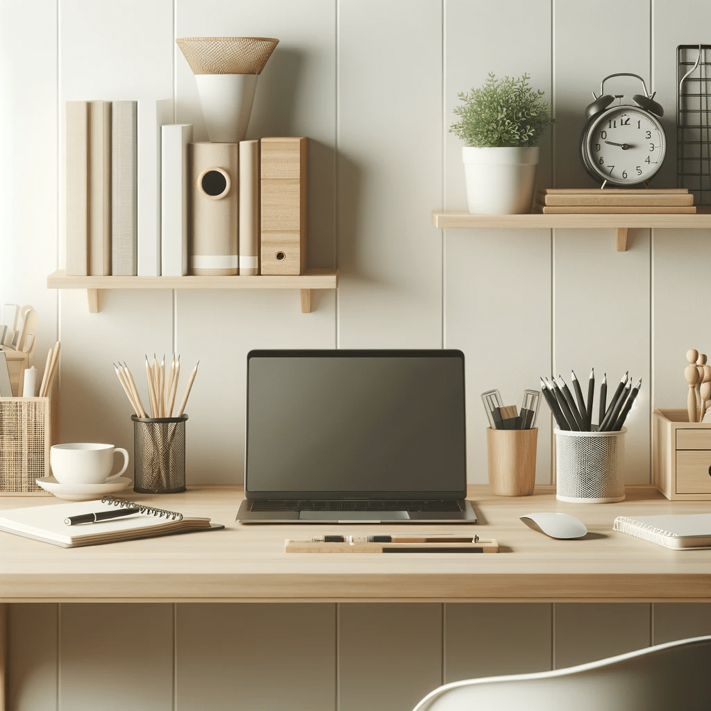 A-clean-and-well-organized-workspace-to-demonstrate-the-technique-of-reducing-visual-clutter.-The-image-shows-a-neat-desk