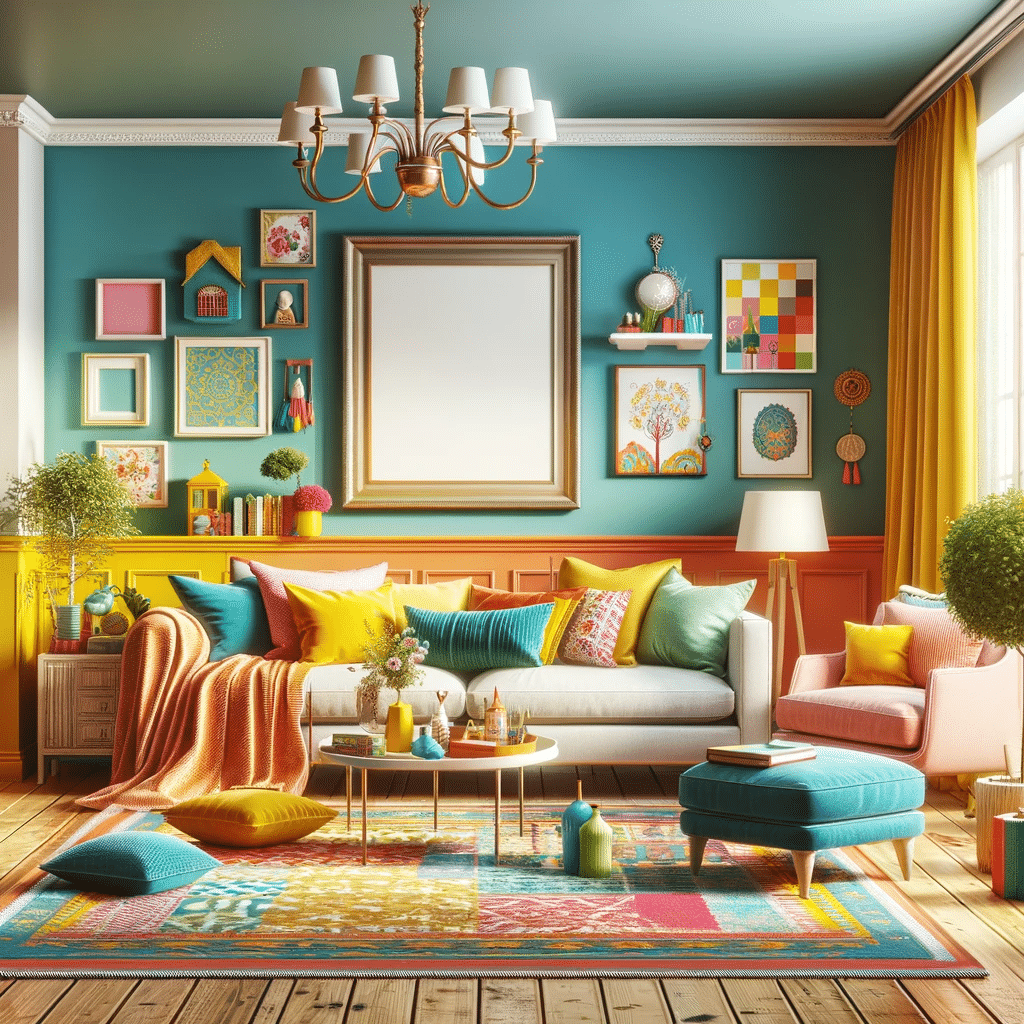 An-image-of-a-realistically-vibrant-and-colorful-living-room-suitable-for-everyday-living, designed to combat visual under stimulation